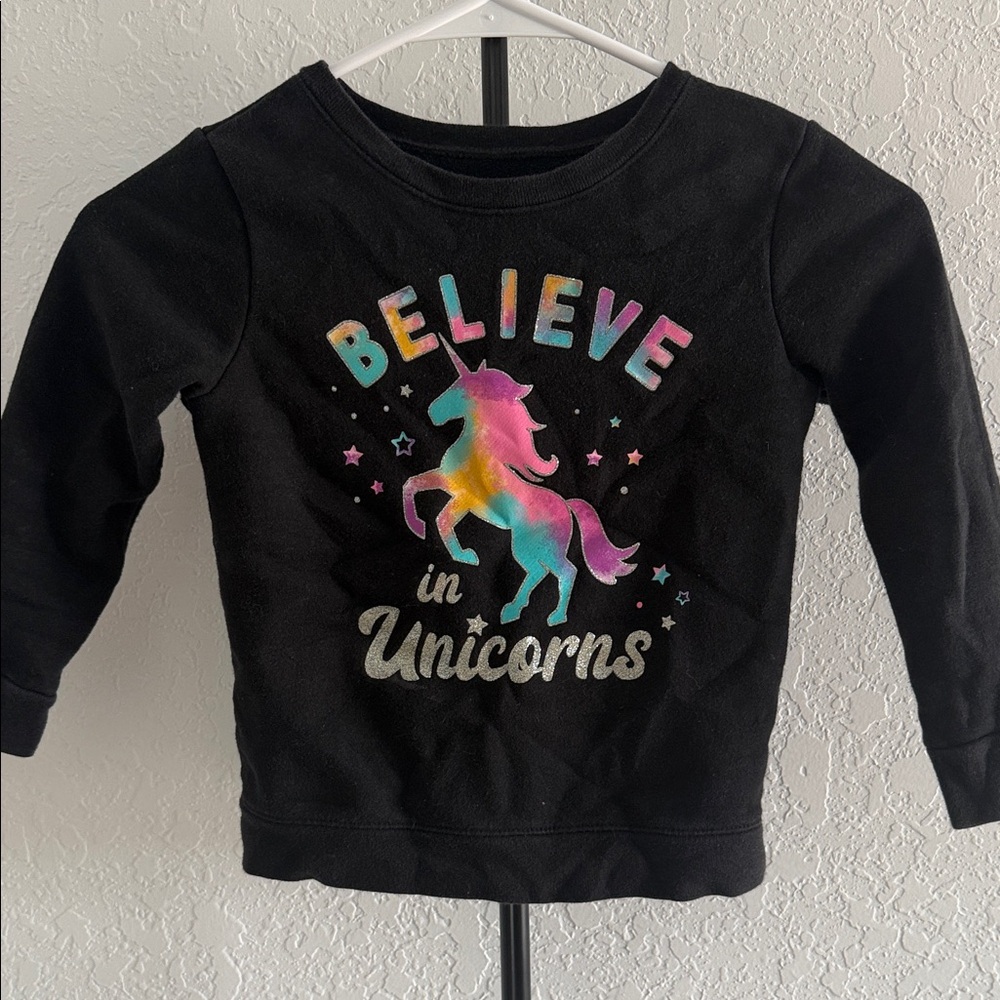Garanimals Black Sweatshirt with Colorful Unicorn Design